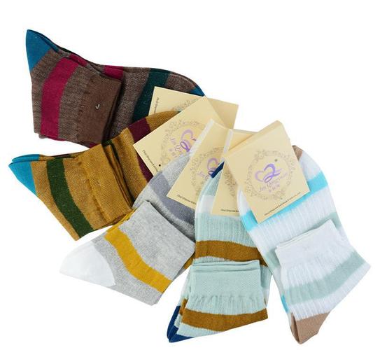  供应产品 诸暨市情缘针纺织品 多色拼接男式全棉中筒袜